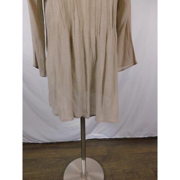 Indigo Soul Beige Crinkle Tunic Top S - V-Neck 3/4 Sleeve Boho - Excellent - Picture 3 of 12
